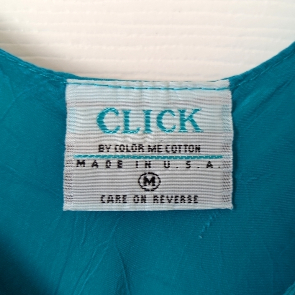 Click by Color Me Cotton 90's Vintage Flowy Layered Chiffon V-neck Tank Top Teal - Picture 5 of 11